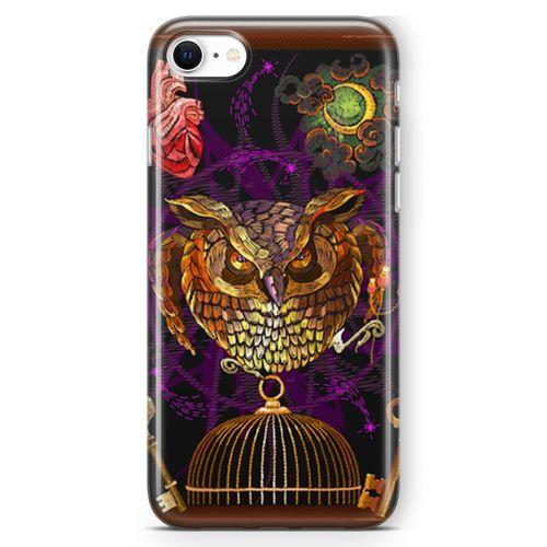 Apple iPhone SE 2020 Kılıf Gotik Baykuş Arka Kapak Koruma Desenli Full Koruyucu