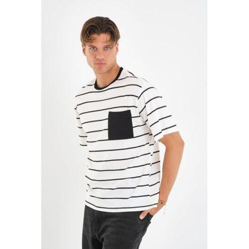 ALEXANDERGARDI Cep Detaylı Bisiklet Yaka Çizgili T-shirt