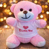 Pembe I Love You Tasarım Tişörtlü Ayıcık