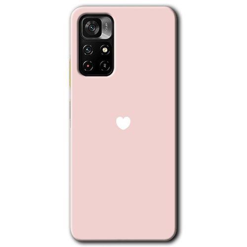 Redmi Note 11T Kılıf HD Desen Baskılı Arka Kapak - Sade Kalp + Kırılmaz Cam
