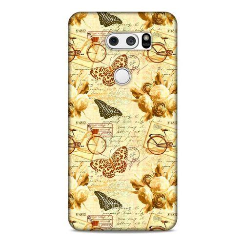 LG K50S Kılıf Kelebek Etkisi (33) Hybrid Kılıf Kahverengi Turuncu