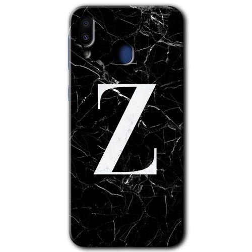 Galaxy M20 Kılıf HD Desen Baskılı Arka Kapak - Siyah Mermer Desenli Z Harfi + Kırılmaz Cam