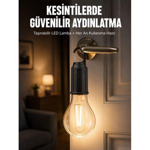 Aydınlatma Ampul Tasarımlı Ambians Işık Askılı Kamp Lambası