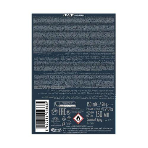 2 Adet Blade Cool Fresh Erkek Deodorant 150 Ml Hızlı Kurur Leke Bırakmaz