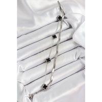 316L Çelik Gümüş Renk Siyah Yoncalı İtalyan Zincirli 2'li Kadın Bileklik