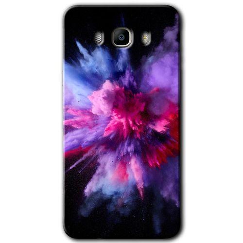 Galaxy J7 2016 Kılıf HD Desen Baskılı Arka Kapak - Color Splash Purple
