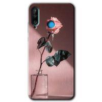 MRCİLETİSİM Huawei P30 Lite Kılıf Baskılı Kapak - Retro Gül + 5D Tam Kaplayan Cam