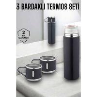 Paslanmaz Çelik 3’lü Termos Seti Vakumlu ve 8 Saat Isı Koruma