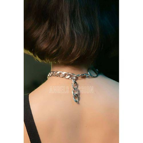Zincirli Deri Choker, Zincir Detaylı Seksi Choker