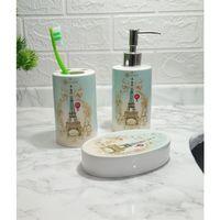 Seramik Üçlü Banyo Seti Romantik Yeşil Model