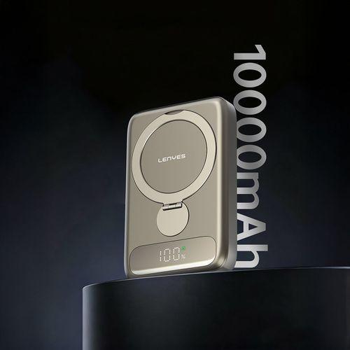 Lenyes PW1012D PD 20W Dijital LED Göstergeli 360 Derece Dönebilen Standlı Kablosuz Şarj Özellikli Wireless Powerbank 15W 10000mAh