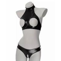 Fantezi Seksi Özel Bölgeleri Açık Siyah Lame Gecelik