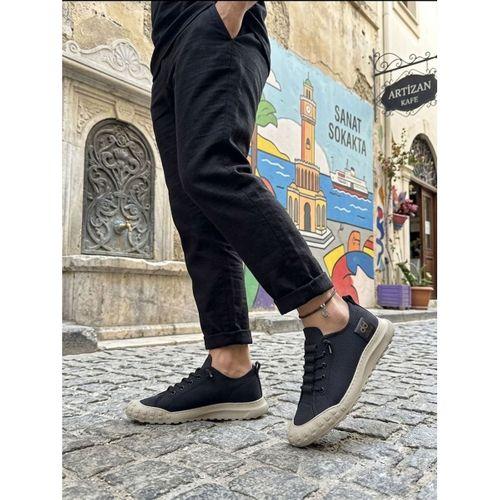 BA0248 BOA Siyah Bej Taban Esnek Bağcıklı Ultra Hafif Nefes Alan Sneaker Ayakkabı