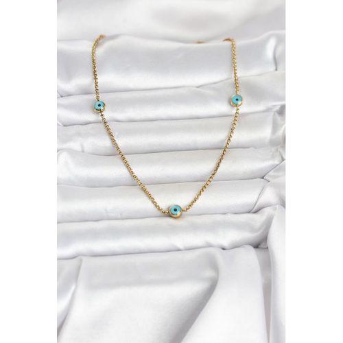 316L Çelik Gold Renk Nazarlı Model Kadın Kolye