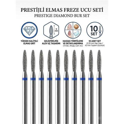 10'lu ORTA SERT Ultra Hassas Elmas Freze Ucu - Kuru Manikür, Tırnak, Hobi, Gravür Seti  723102
