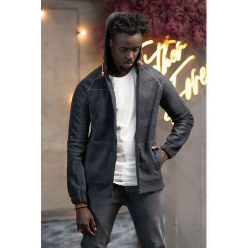 Slimfit Kapşonlu Yan Cepli Fermuarlı Spor Polar Hırka