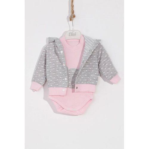 Bear Nakışlı Puanlı Pamuklu 2'li Kız Bebek Takımı