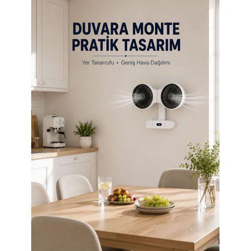 Dijital Göstergeli Çift Fan Başlıklı Masa Vantilatörü