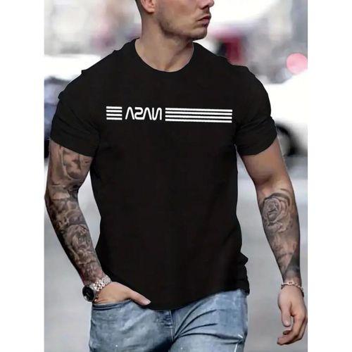 Erkek Kısa Kollu Nasa Baskı Basic Erkek T-shirt