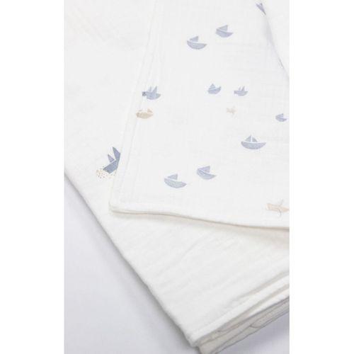 Bistyle Müslin Battaniye Little Boats 70131 86x124cm Ekru
