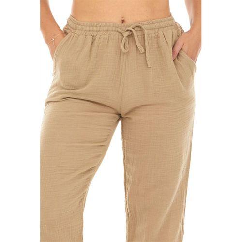 Müslin Vizon Beli Bağcıklı Cepli Kadın Yazlık Pantolon