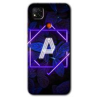 Xiaomi Redmi 9c Kılıf Kapak - Dark Neon Yaprak A Harfi +Hayalet Ekran Yandan Gözükmez