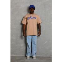 Erkek Baskılı T-Shirt Kısa Kol Bisiklet Yaka Regular Fit Rahat Kalıp Günlük Tişört - Bej