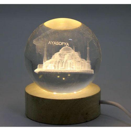 3d İstanbul Temalı Kristal Cam Küre Led Lamba Model 2