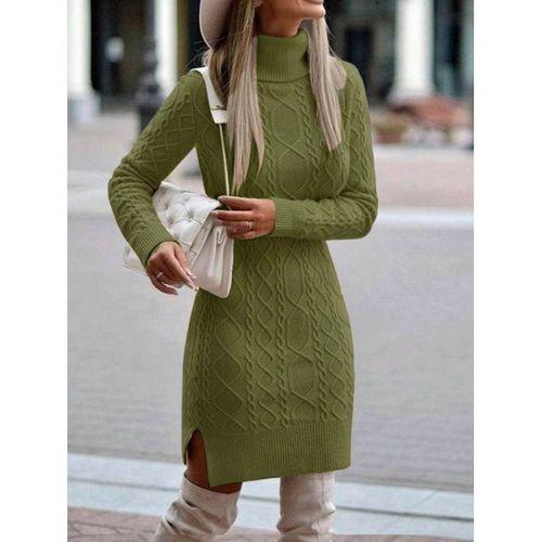 Loren Yünlü Motifli Midi Boy Triko Elbise