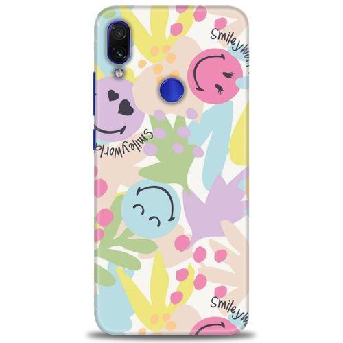 Xiaomi Redmi Note 7 Kılıf HD Baskılı Kılıf - Smiley World + Tam Ekran Koruyucu