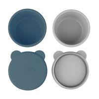 OiOi Silikon Kapaklı Mini Kase 2'Li Mini Bites Deep Blue / Powder Grey