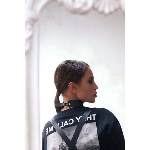 İpli Bağlamalı Şık Deri Choker Tasma