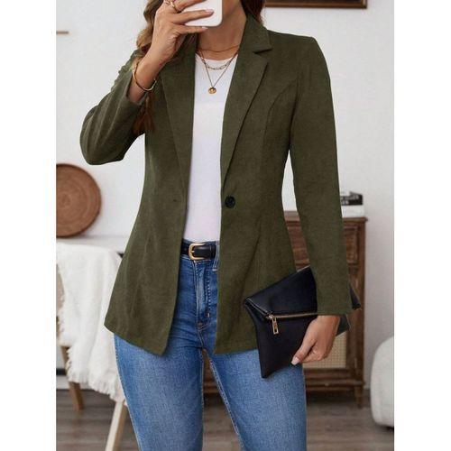 Kadın Uzun Kollu Yakalı Tek Düğmeli Süet Ceket