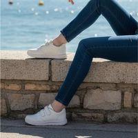 Black Sea 616 Beyaz Cırtlı Lastikli Fuspetli Bayan Spor Ayakkabı