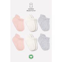 Bistyle Basic Penye Sneakers Çorap 6'Lı BS20101B Pembe Ekru Gri