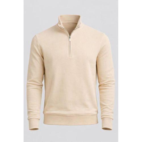 Lars Selanik Örme Kumaş Yarım Fermuar Erkek Sweatshirt - Çakıl