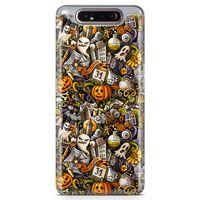 Samsung Galaxy A80 Kılıf Cadılar Bayramı Doodle Arka Kapak Koruma Desenli Full Koruyucu