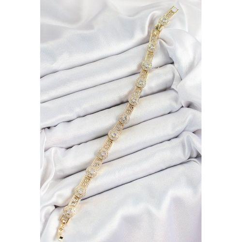 Pirinç Greg Model Zirkon Taşlı Gold Renk VİP Seri Kadın Bileklik
