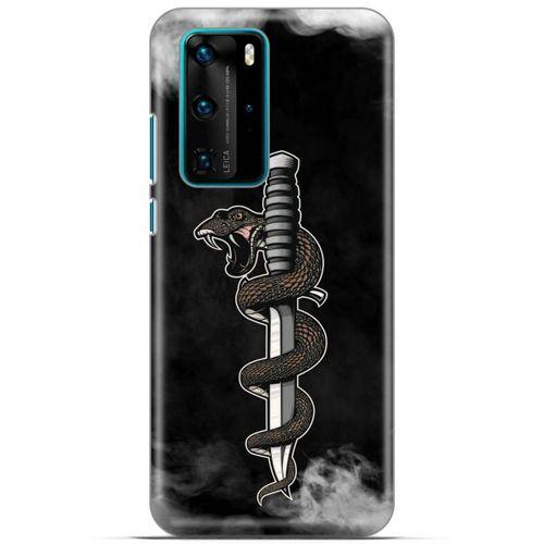 Lopard Huawei P40 Pro Uyumlu Kılıf Tattoo's (11) Tam Koruma Yılan Dövmesi