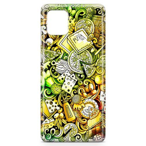 Samsung Galaxy A81 Kılıf Pizza Doodle Arka Kapak Koruma Desenli Full Koruyucu