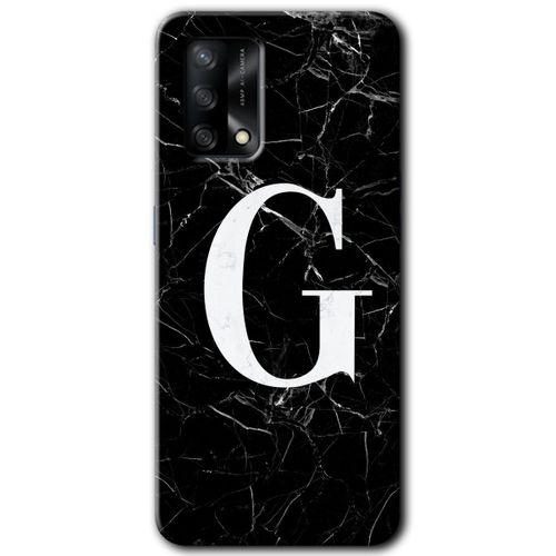 Oppo A54 Kılıf Baskılı Kapak - Siyah Mermer Desenli G Harfi +Tam Kaplayan Mat Seramik