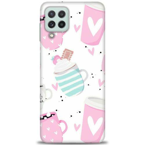 Samsung Galaxy A22 Kılıf HD Baskılı Kılıf - Pembe Bardaklar + Tam Ekran Koruyucu