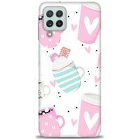 Samsung Galaxy A22 Kılıf HD Baskılı Kılıf - Pembe Bardaklar + Tam Ekran Koruyucu