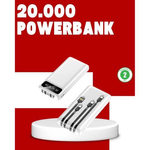 20.000mah Pd Powerbank Led Işık Lcd Ekran Dahili Kablo Çoklu Giriş