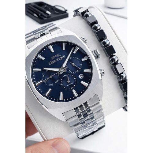 Slazenger Çelik Kordon İç Fonksiyonları Aktif 10 Atm+Bileklik Hediyeli Erkek Kol Saati VS.BLKT.0884