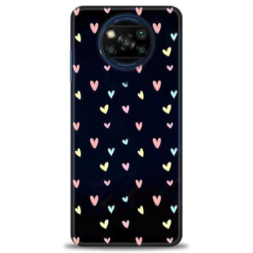 Xiaomi Poco X3 NFC Kılıf HD Baskılı Kılıf - Mini Mini Kalpler + Tam Ekran Koruyucu