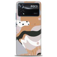 Xiaomi Poco X4 Pro 5G Kılıf HD Baskılı Kılıf - Kahve Beyaz + Tam Ekran Koruyucu