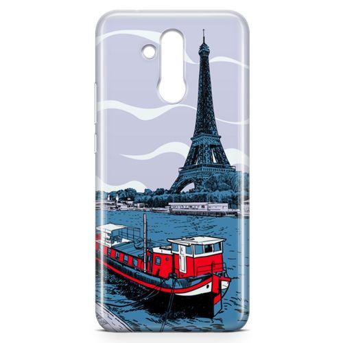 Huawei Mate 20 Lite Kılıf Eyfel Seine Nehri Arka Kapak Koruma Desenli Full Koruyucu
