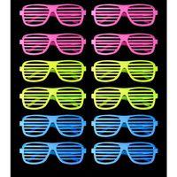 Retro Neon Fosforlu Panjur Gözlük - 12 Adet