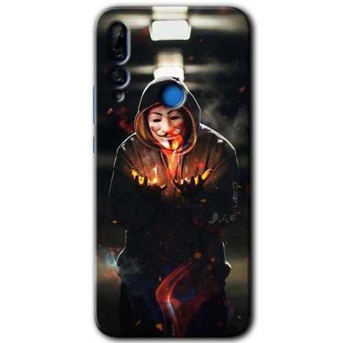 Huawei Y9 Prime 2019 Kılıf Baskılı Kapak - V for Fire +Tam Kaplayan Mat Seramik